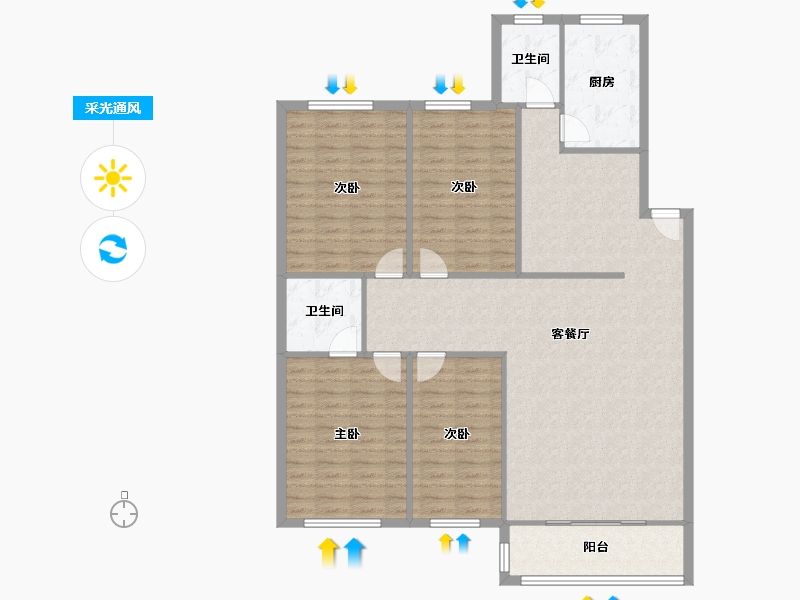 陕西省-西安市-丰盛园-150.00-户型库-采光通风