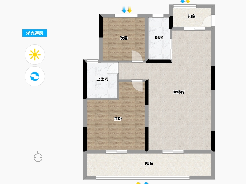 安徽省-阜阳市-城南栖霞云境-92.00-户型库-采光通风