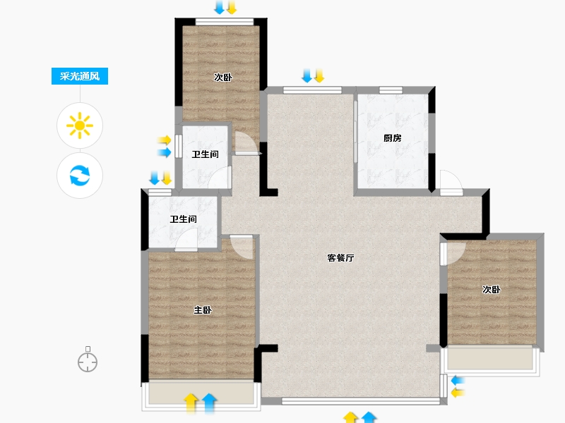 浙江省-湖州市-绿地公园大道-111.20-户型库-采光通风