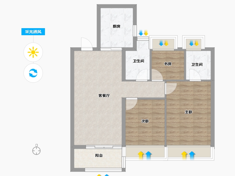 上海-上海市-建发熙和府-74.40-户型库-采光通风