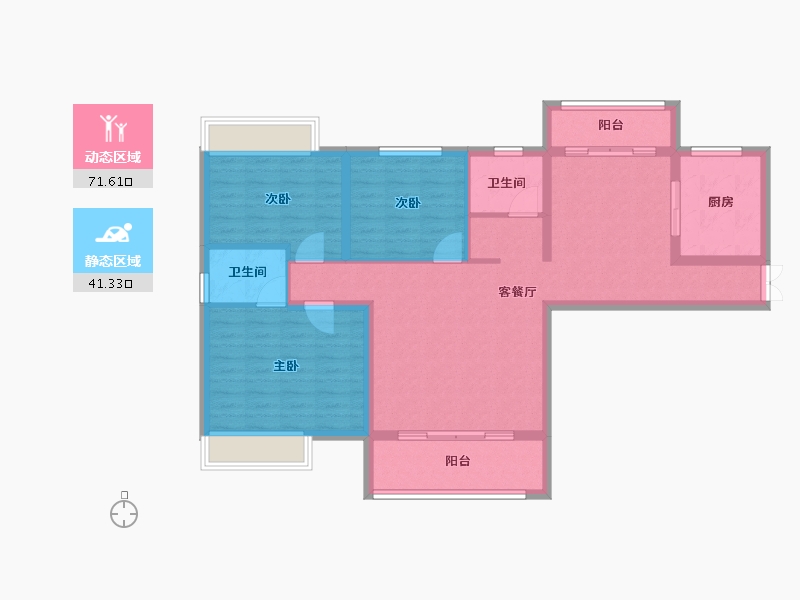 河南省-南阳市-田源新城-101.33-户型库-动静分区