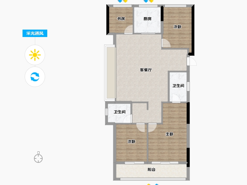 浙江省-杭州市-绿城晓月和风-102.40-户型库-采光通风