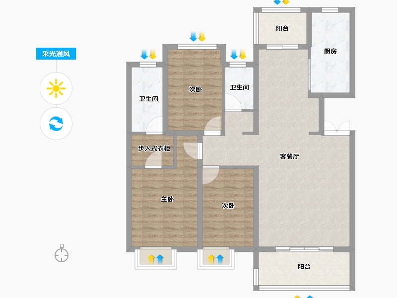 河南省-南阳市-田源新城雪枫路-102.50-户型库-采光通风