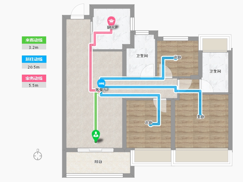 上海-上海市-宝山天铂-71.19-户型库-动静线