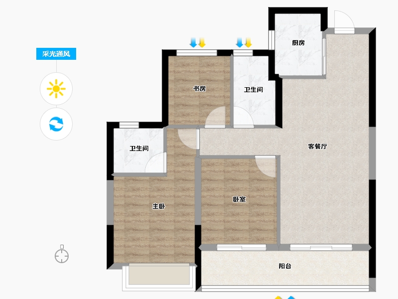 浙江省-杭州市-萧澜隐翠轩-79.20-户型库-采光通风