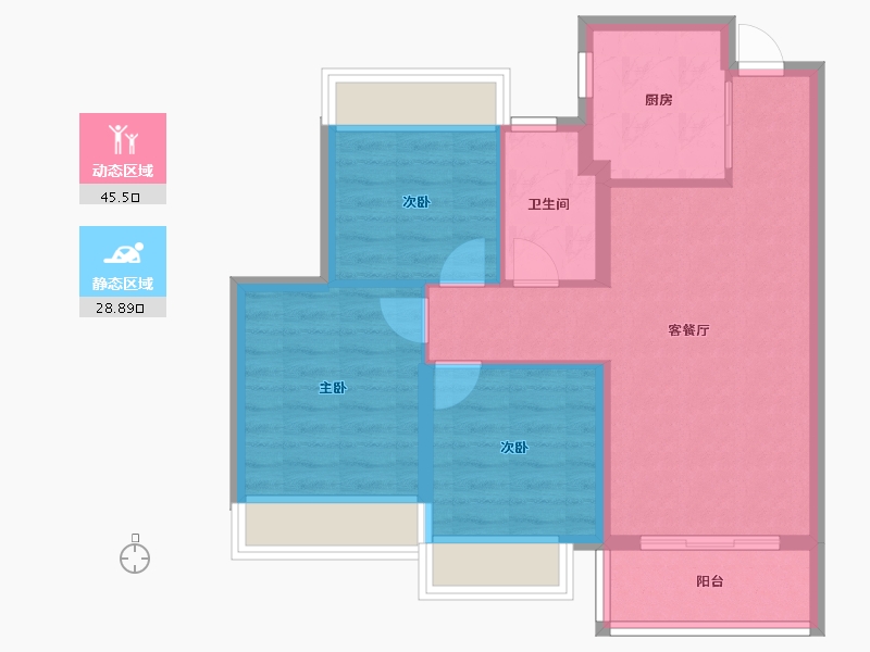 上海-上海市-宝山天铂-66.40-户型库-动静分区