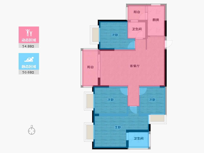 云南省-昆明市-邦泰花园城-93.49-户型库-动静分区