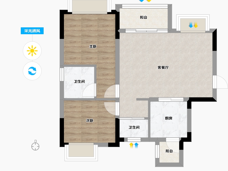 四川省-成都市-城投置地国宾璟园-59.63-户型库-采光通风