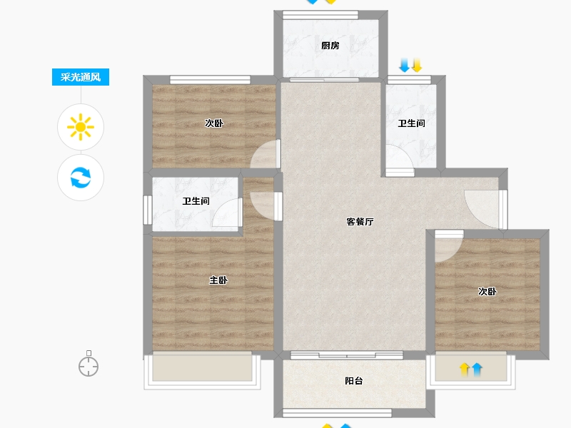 山东省-潍坊市-于河上府-76.86-户型库-采光通风