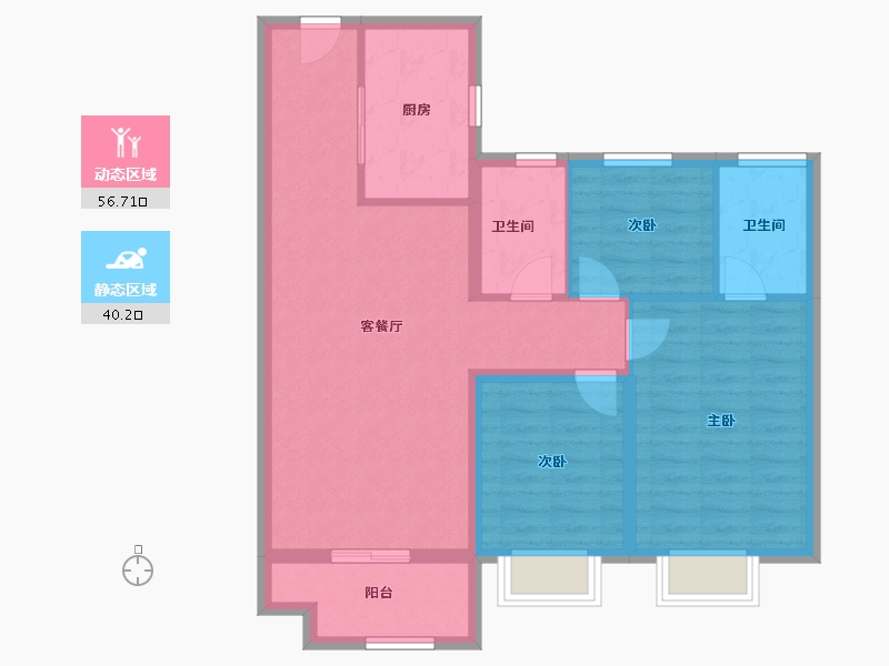 山东省-淄博市-银丰玺悦-86.92-户型库-动静分区