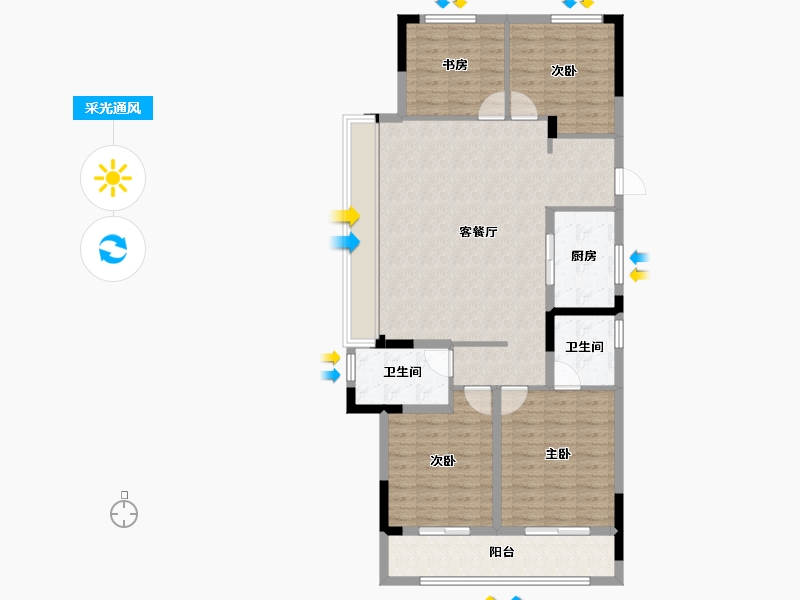 浙江省-衢州市-金成江潮鸣汇-111.20-户型库-采光通风