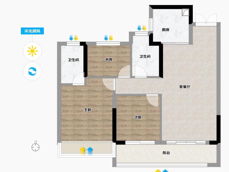 浙江省-杭州市-金茂临江上城-79.25-户型库-采光通风