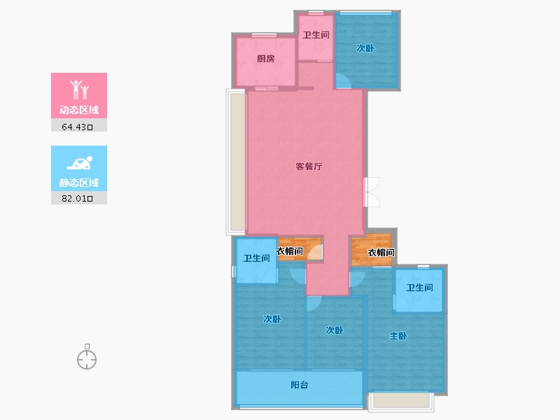 浙江省-杭州市-望翠蓝庭-140.00-户型库-动静分区