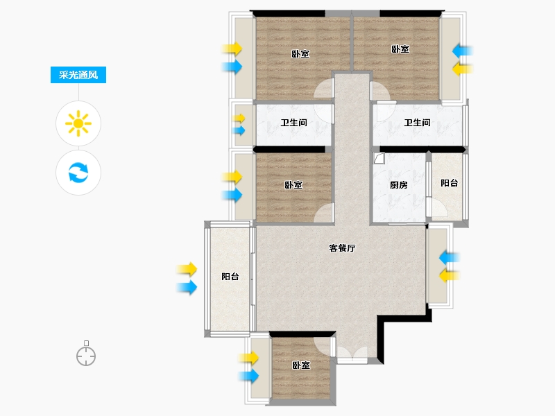 广东省-深圳市-佳园-104.64-户型库-采光通风