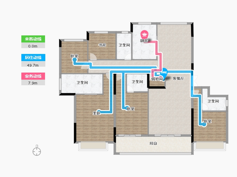 浙江省-杭州市-滨江·枫汀云邸-208.27-户型库-动静线