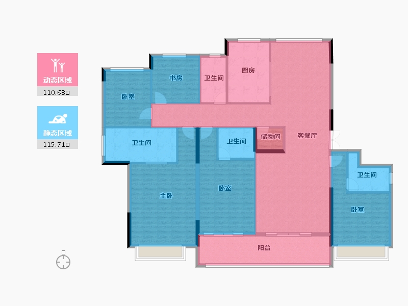 浙江省-杭州市-滨江·枫汀云邸-208.27-户型库-动静分区