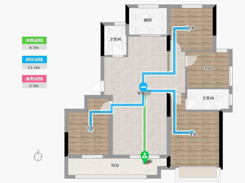 浙江省-湖州市-绿城西溪锦庐-102.40-户型库-动静线