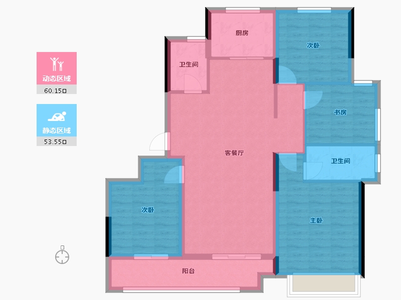 浙江省-湖州市-绿城西溪锦庐-102.40-户型库-动静分区