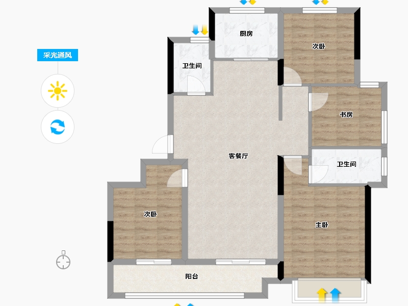 浙江省-湖州市-绿城西溪锦庐-102.40-户型库-采光通风