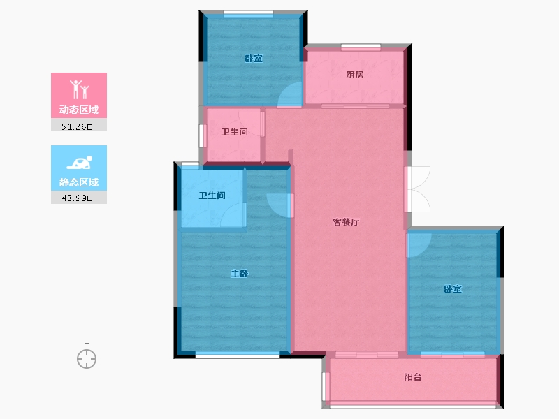 浙江省-杭州市-杭房众安·未珂宸铭府-86.40-户型库-动静分区