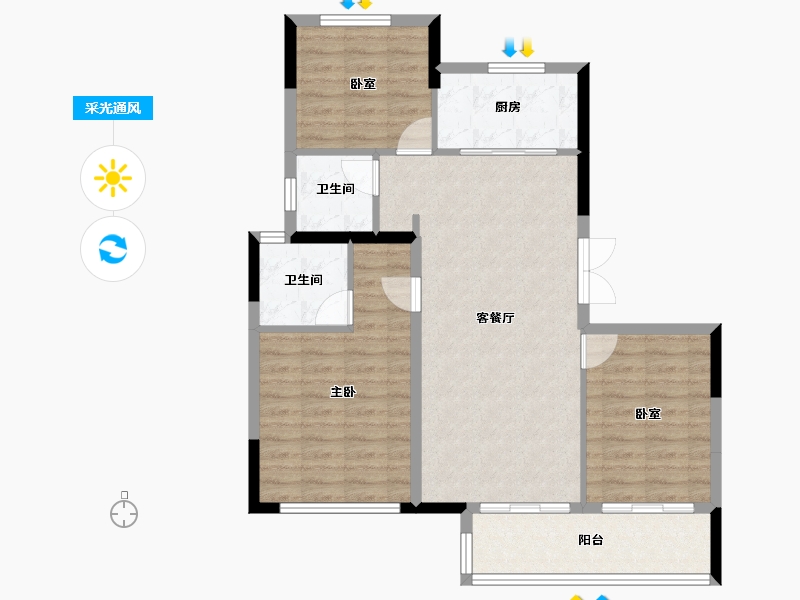 浙江省-杭州市-杭房众安·未珂宸铭府-86.40-户型库-采光通风