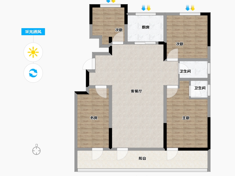 山东省-滨州市-丽景华府-128.01-户型库-采光通风