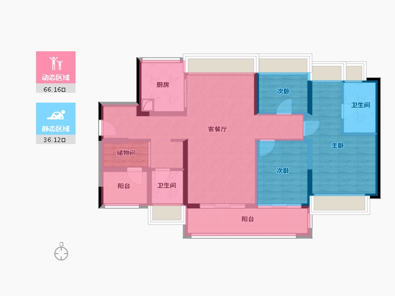 广东省-广州市-铂玥明珠ONE-90.41-户型库-动静分区