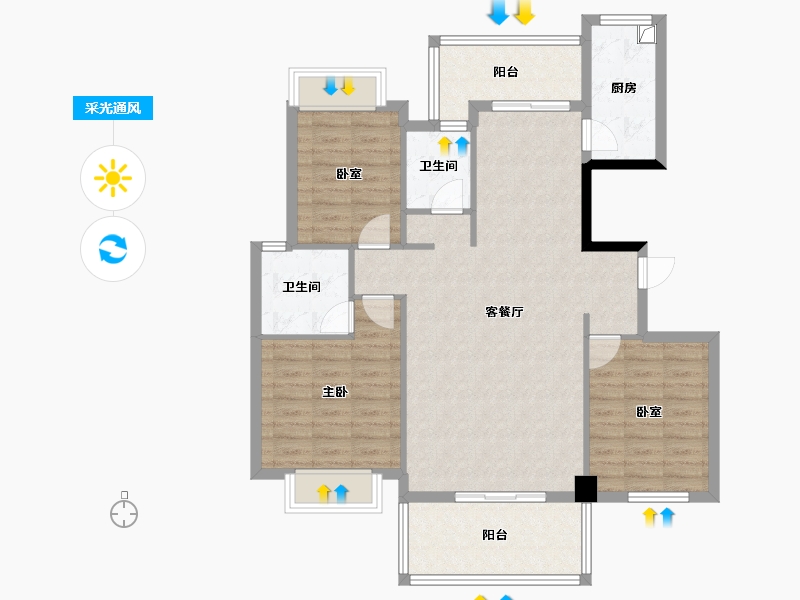 浙江省-台州市-前江上城-102.46-户型库-采光通风