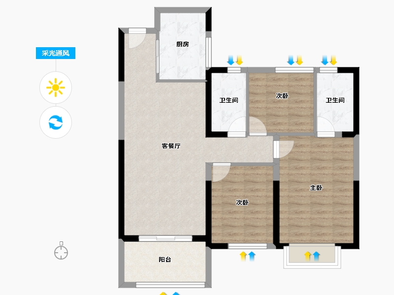 安徽省-合肥市-翡翠时光-83.00-户型库-采光通风