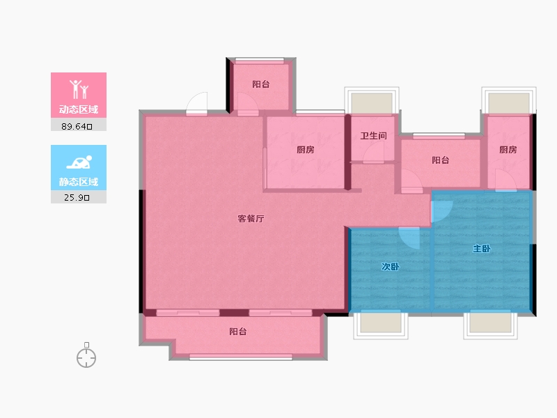 湖南省-长沙市-中国铁建·瀚澜湾-104.63-户型库-动静分区