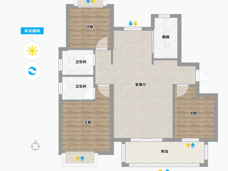 江西省-抚州市-喜乐壹号院-85.70-户型库-采光通风