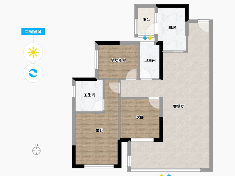 四川省-成都市-新希望经开兴东锦粼云境-85.47-户型库-采光通风