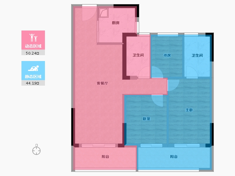 浙江省-温州市-绿城春月江澜-84.53-户型库-动静分区