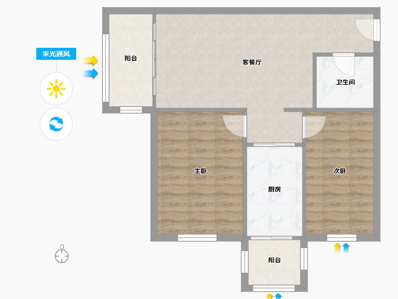 北京-北京市-天通北苑(三区)-67.20-户型库-采光通风