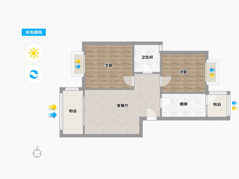 四川省-成都市-荆竹小区-6号院-65.00-户型库-采光通风