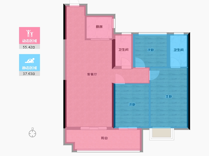 湖南省-永州市-铜锣湾杨梅湖新城-86.40-户型库-动静分区