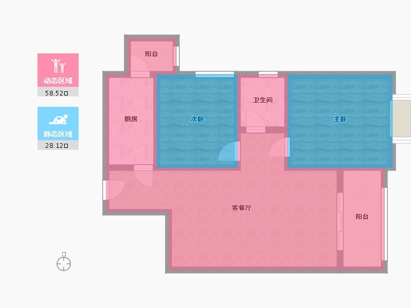 陕西省-西安市-科达东御兰汀-72.00-户型库-动静分区