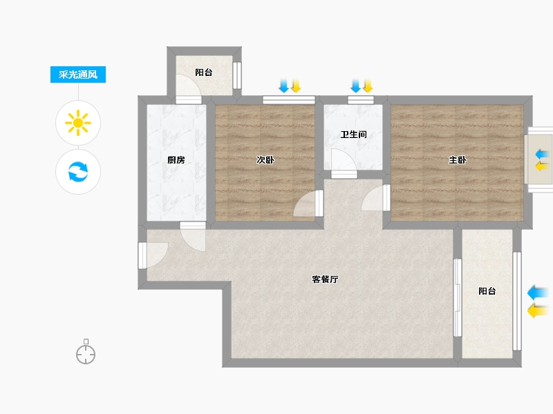 陕西省-西安市-科达东御兰汀-72.00-户型库-采光通风