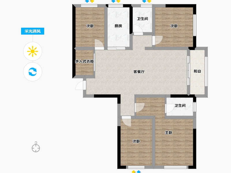 山西省-晋城市-金塘中心城-128.00-户型库-采光通风