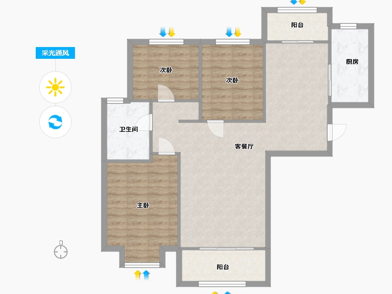 山东省-济南市-中铁逸都国际-92.60-户型库-采光通风