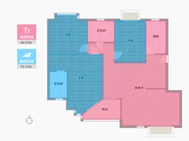 江苏省-南京市-华侨城-106.80-户型库-动静分区