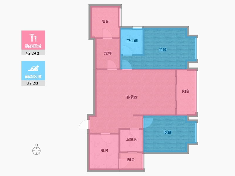 重庆-重庆市-鸿府锦上-79.98-户型库-动静分区