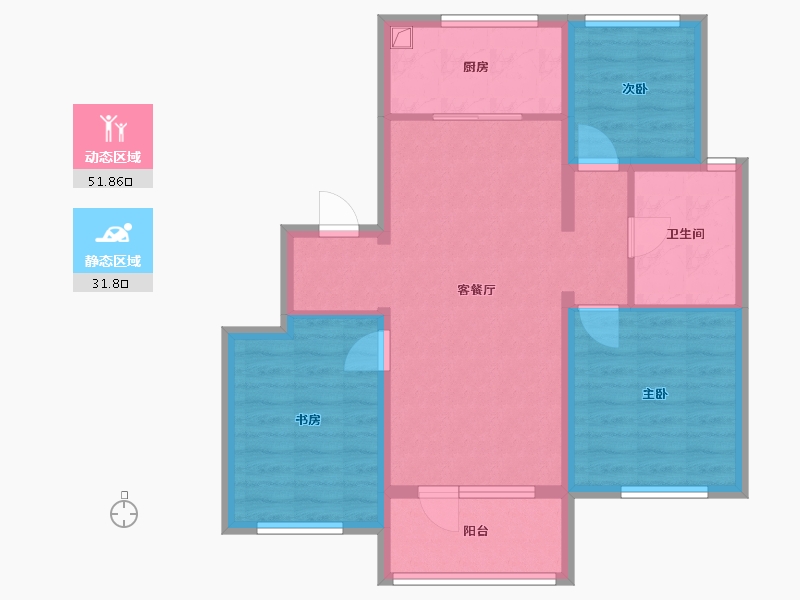 辽宁省-沈阳市-融创城-82.38-户型库-动静分区