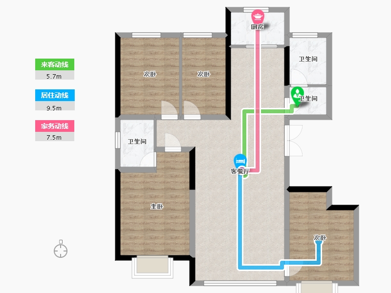 内蒙古自治区-呼和浩特市-城发绿园-113.36-户型库-动静线