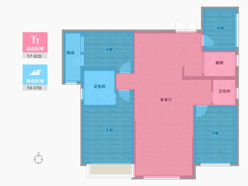 湖南省-常德市-富华朝阳公馆-119.00-户型库-动静分区