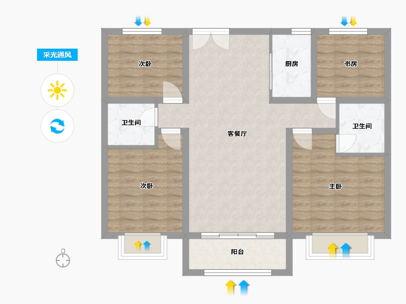 山西省-吕梁市-崇文学府-97.00-户型库-采光通风