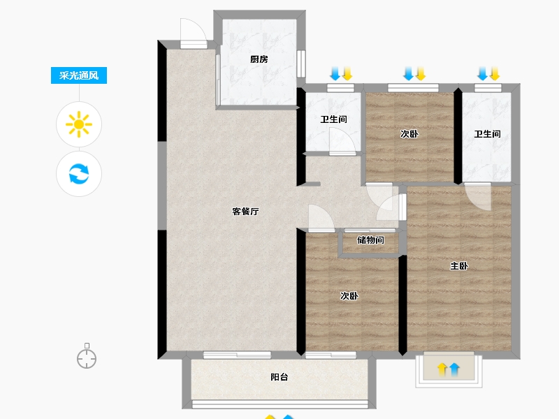 湖北省-荆门市-中建壹品-96.00-户型库-采光通风