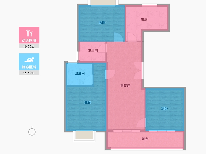 江苏省-南京市-江望润府-90.17-户型库-动静分区