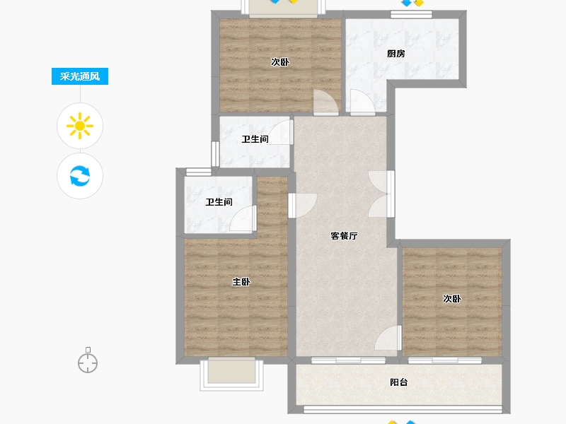 江苏省-南京市-江望润府-90.17-户型库-采光通风