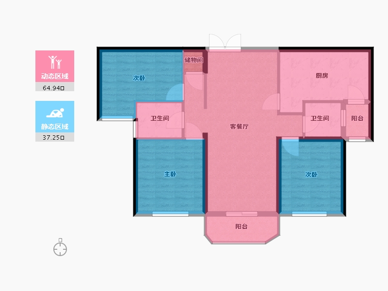 江苏省-扬州市-金奥斓珊-92.05-户型库-动静分区